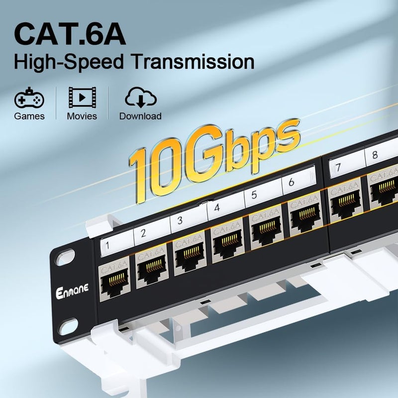 Enmane 12 Port Patch Panel CAT6a Patch Panel (EC Listed) Wall Mount 10 Inch Bracket Included for Cat6, Cat5e, Cat5 Cabling (1U CAT6a) - Image 4
